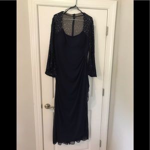 Navy long dress with lace